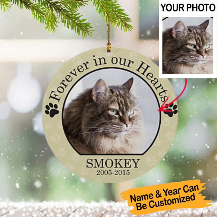Personalized Photo Cat Memorial Christmas Ornament Xmas Tree Decor Forever In Our Hearts