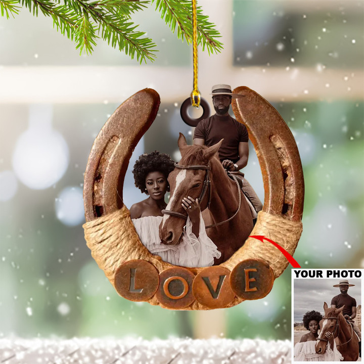 Personalized Photo Couple Horse Riding Ornament Horse Lover Xmas Tree Decoration Ideas