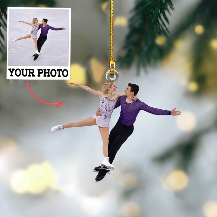 Personalized Photo Couple Ice Skate Christmas Ornament Figure Skating Ornaments Gifts