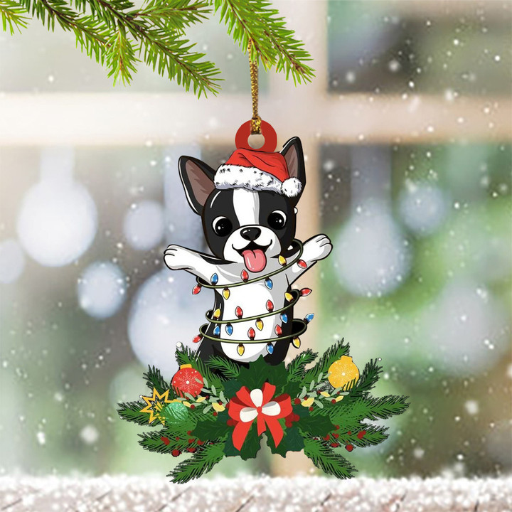 Boston Terrier Christmas ornament Cute Dog Xmas Tree Decorations Boston Terrier Themed Gift