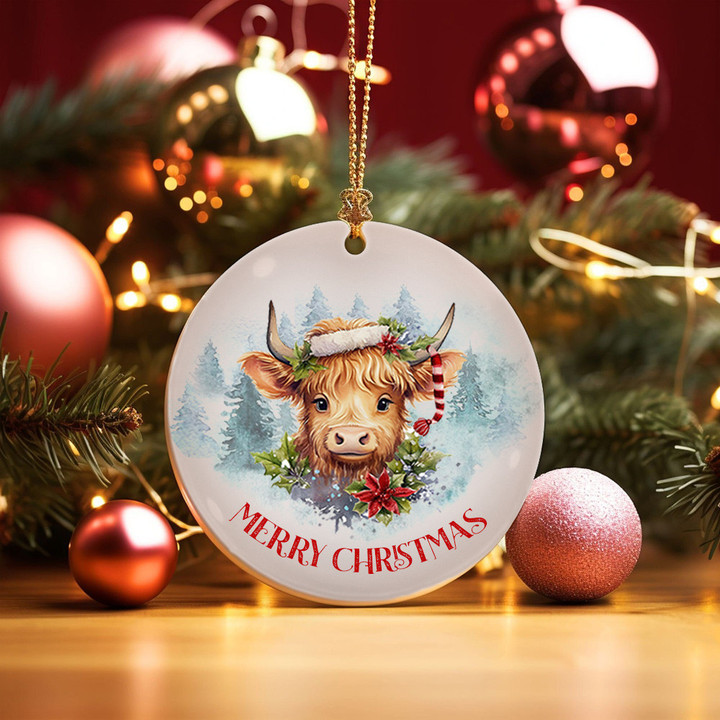 Highland Cow Christmas Ornament Highland Cattle Ornament Merry Christmas Decorations