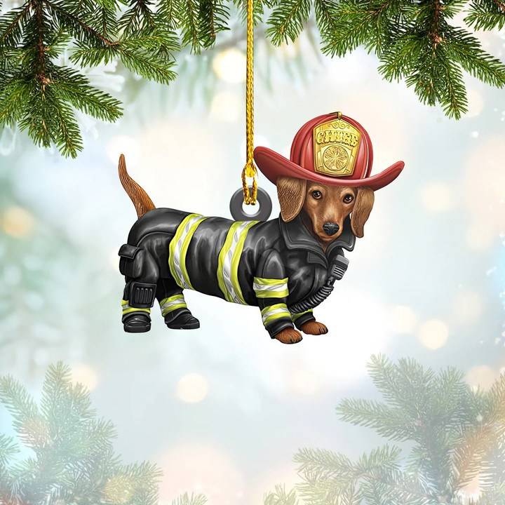 Firefighter Chief Dachshund Ornament Dachshund Lover Funny Christmas Ornament