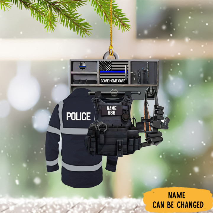 Personalized Police Ornament Thin Blue Line Christmas Ornaments Gifts For Police