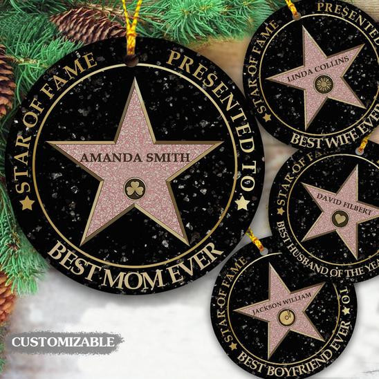 Personalized Ornament Star Of Fame Best Mom Ever Personalized Christmas Gift