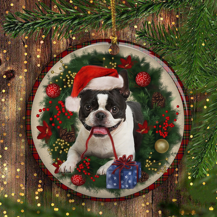 Boston Terrier Christmas Ornament Xmas Decorations Boston Terrier Tree Ornaments