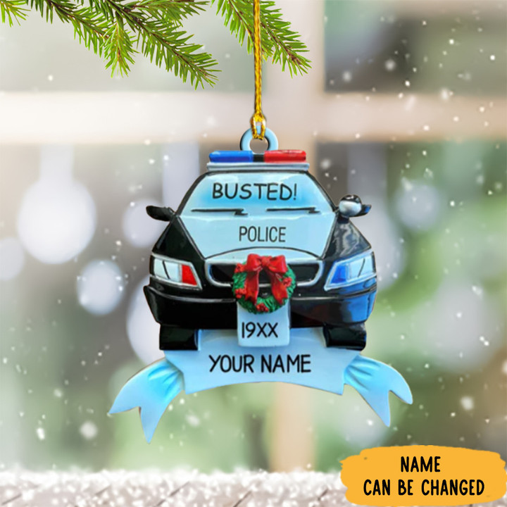 Personalized Police Car Christmas Ornament Thin Blue Line Christmas Tree Ornaments 2023