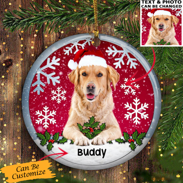 Personalized Photo Golden Retriever Christmas Ornament Dog Owner Xmas Tree Photo Ornaments