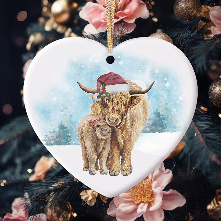 Highland Cow Christmas Ornament Highland Cow Family Ornament Xmas Decorations Sale
