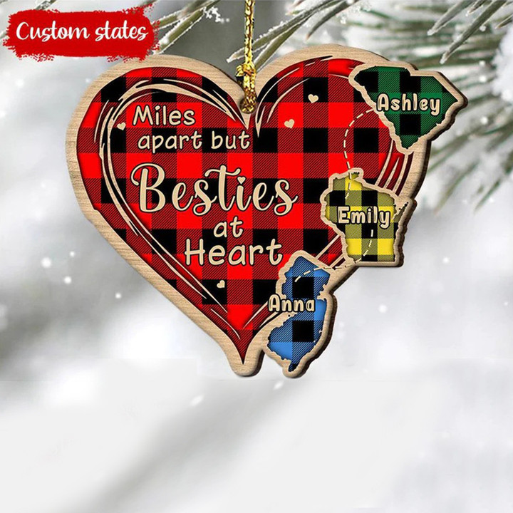 Personalized Best Friends Christmas Ornament 2023 Miles Apart But Besties At Heart