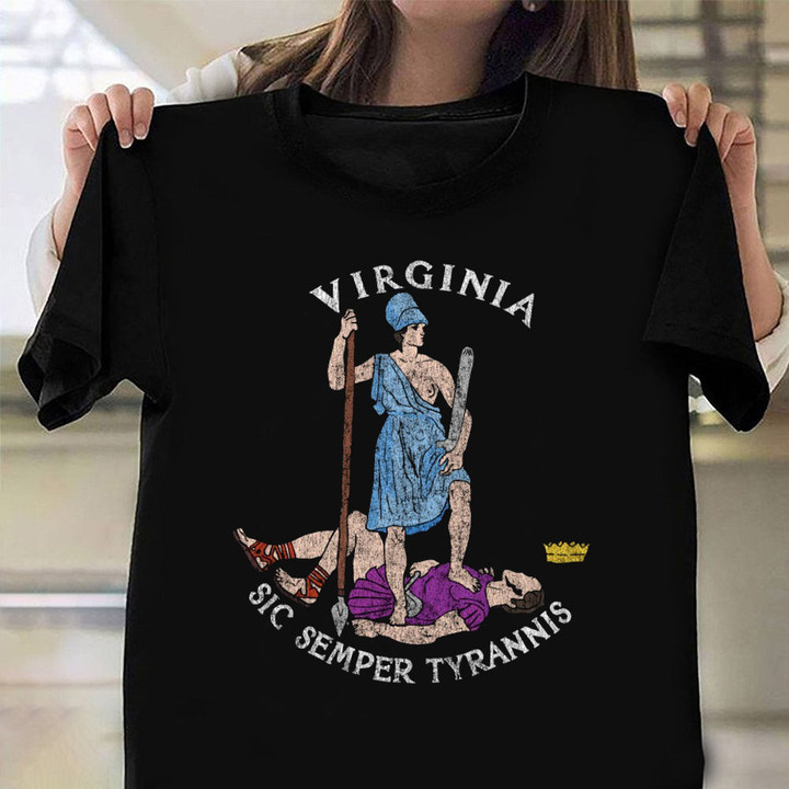 Sic Semper Tyrannis Shirt Virginia State T-Shirt Vintage Patriotic Merch