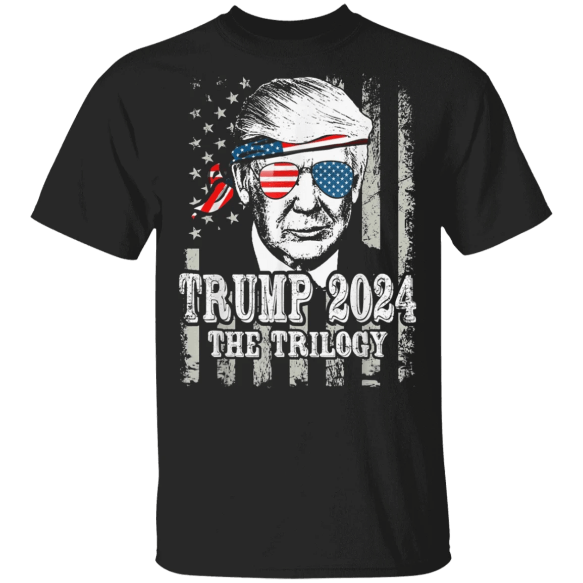 Trump 2024 Trilogy America Flag TShirt Trump Campaign Donald Trump Jr