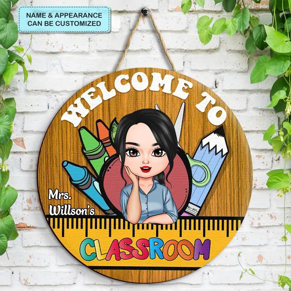 Personalized Welcome Classroom Door Sign Teacher Name Signs For Door W ...