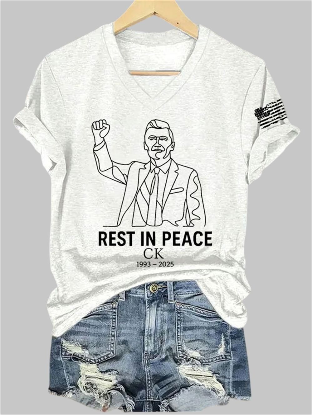 Freedom Charlie Kirk Merch V-neck Shirt Rest In Peace CK 1993 2025 ...