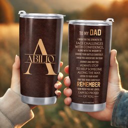 Custom Monogram On Elegant Leather Texture Tumbler - Personalized Custom Stainless Steel Tumbler 20oz 30oz - DAD008_TB