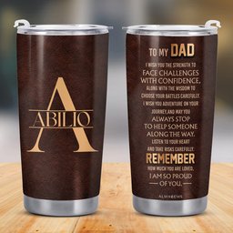 Custom Monogram On Elegant Leather Texture Tumbler - Personalized Custom Stainless Steel Tumbler 20oz 30oz - DAD008_TB