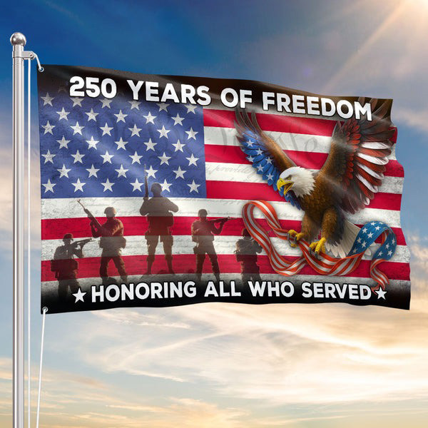 250 Years Of Freedom Flag American Eagle Veterans Grommet Flag ...