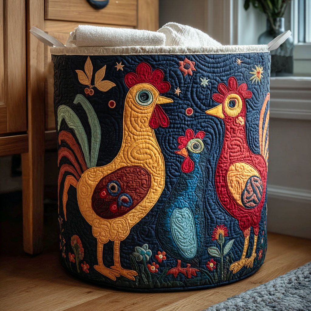 Jolly Roosters Quilted Laundry Basket NCU0PTT1663