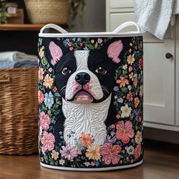 Midnight Petal Paws Quilted Laundry Basket NCU0NXD636