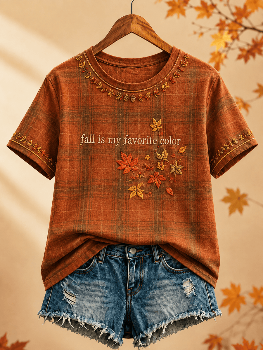 Fall Is My Favorite Color T-Shirt Maple Leaves Acorns Merch Gifts For Wife Who Has Everything