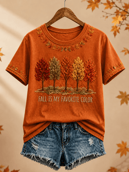 Fall Is My Favorite Color T-Shirt Autumn Trees Leaves Acorns Merch USeful Gifts For Women