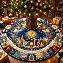 Bethlehem Star Portal Quilted Tree Skirt Christmas Gift