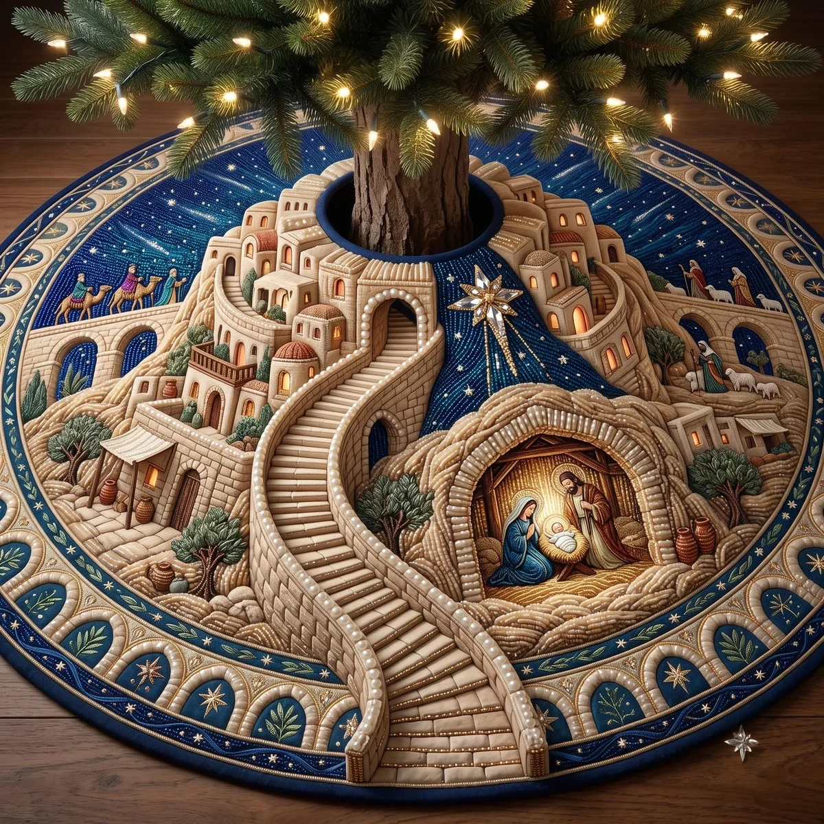 Bethlehem Journey Quilted Tree Skirt Christmas Gift