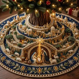 Bethlehem Christmas City Quilted Tree Skirt Christmas Gift
