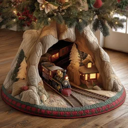 Cabin Station Quilted Tree Skirt Christmas Gift