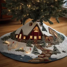 Chicken Quilted Tree Skirt Christmas Gift