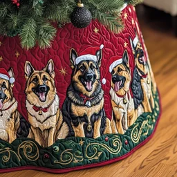 Christmas German Shepherd Quilted Tree Skirt Christmas Gift