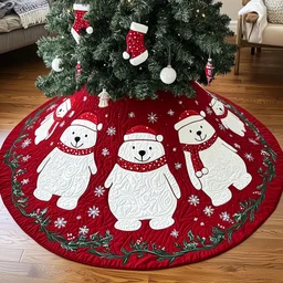 Christmas Bear Quilted Tree Skirt Christmas Gift