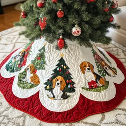 Christmas Beagle Quilted Tree Skirt Christmas Gift