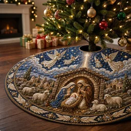 Bethlehem Stable Night Quilted Tree Skirt Christmas Gift
