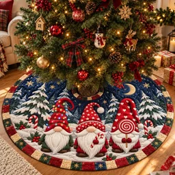 Christmas Gnome Candy Friends Quilted Tree Skirt Christmas Gift