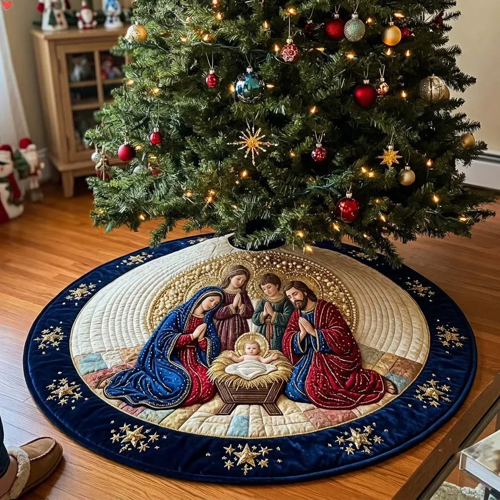 Bethlehem Pearl Halo Quilted Tree Skirt Christmas Gift