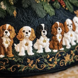 Cavalier King Charles Spaniel Quilted Tree Skirt Christmas Gift
