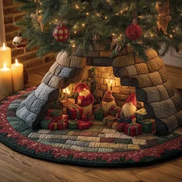 Christmas Gnomes Quilted Tree Skirt Christmas Gift