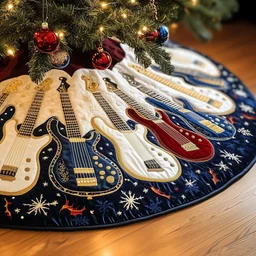 Bass Guitars Quilted Tree Skirt Christmas Gift