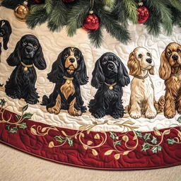 Christmas Cocker Spaniel Quilted Tree Skirt Christmas Gift