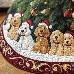 Christmas Joyful Doodle Quilted Tree Skirt Christmas Gift