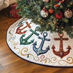Christmas Nautical Quilted Tree Skirt Christmas Gift