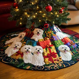 Christmas Westie Quilted Tree Skirt Christmas Gift
