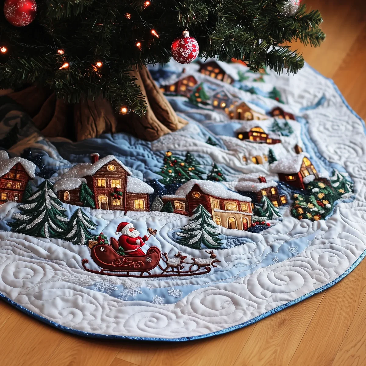 Christmas Winter Wonderland Quilted Tree Skirt Christmas Gift