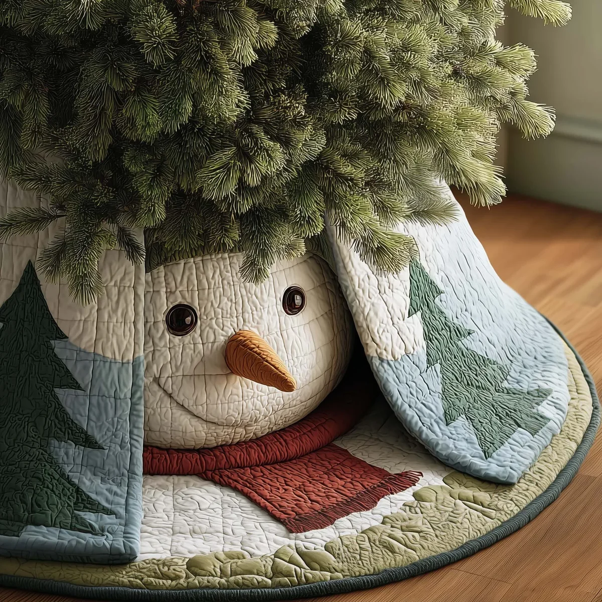 Forest Snowman Quilted Tree Skirt Christmas Gift