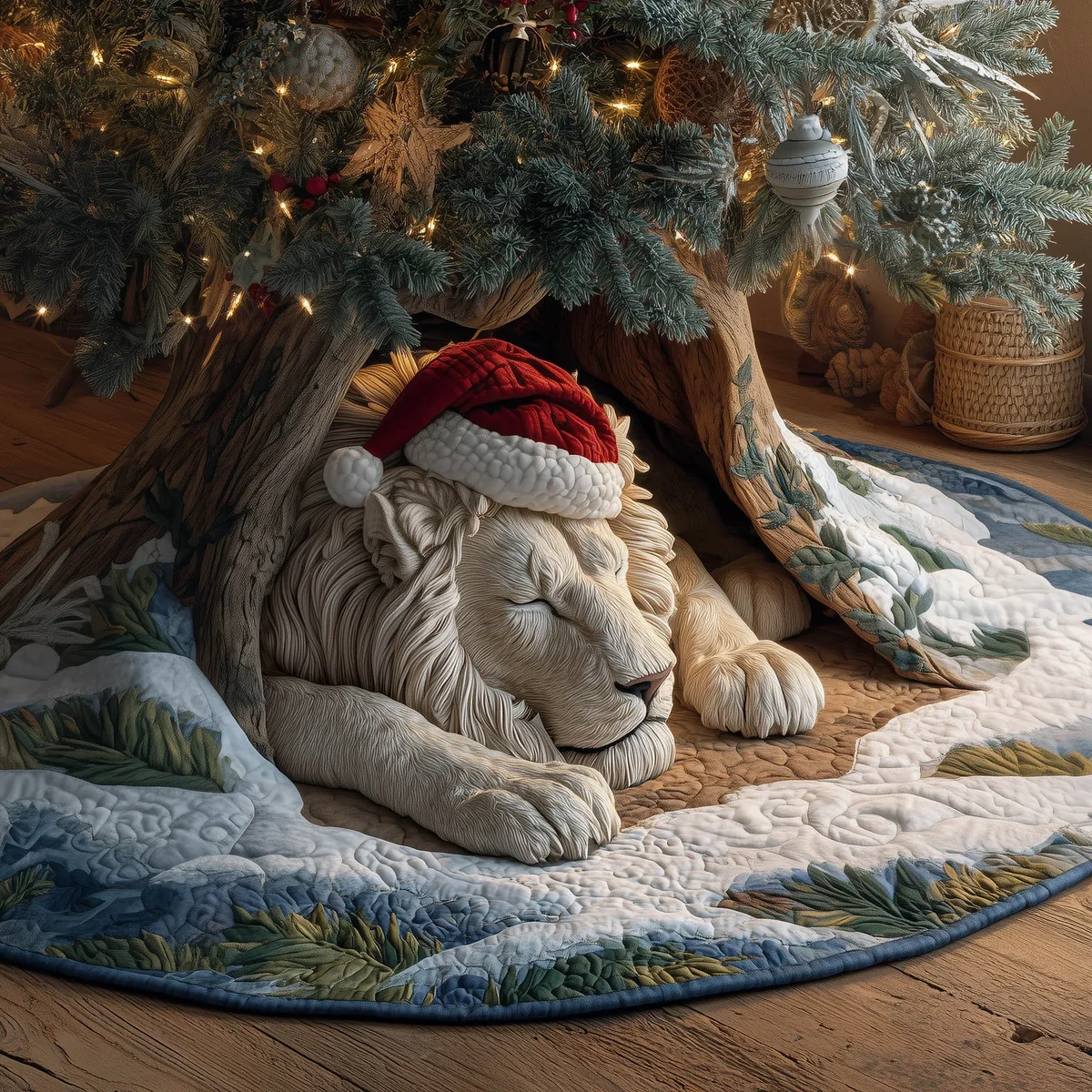 Holiday Farmstead Lion Quilted Tree Skirt Christmas Gift