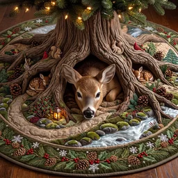 Forest Burrow Quilted Tree Skirt Christmas Gift
