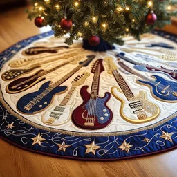 Guitar Bass Quilted Tree Skirt Christmas Gift