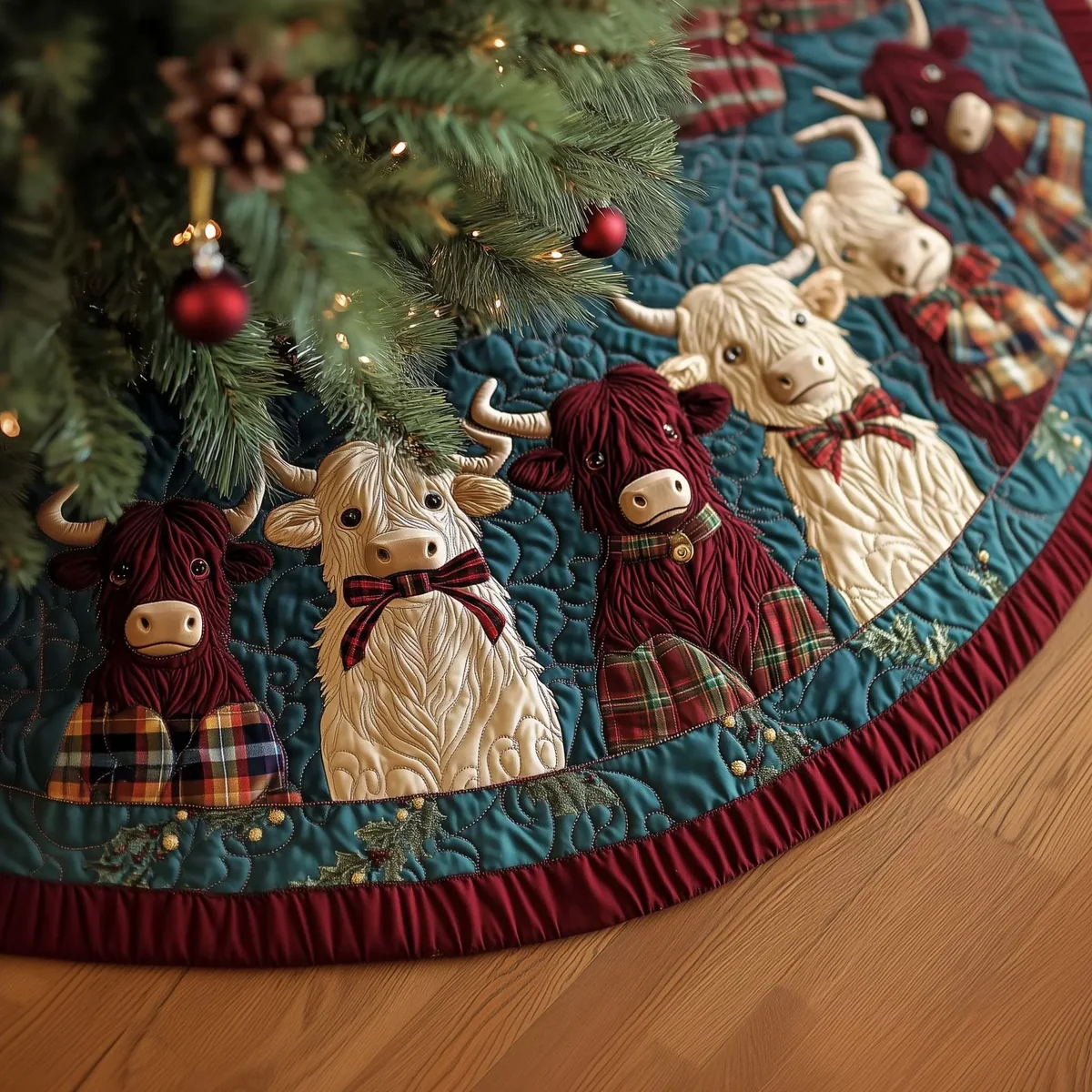 Highland Joy Quilted Tree Skirt Christmas Gift