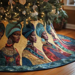 Golden Queens Quilted Tree Skirt Christmas Gift