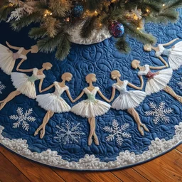 Festive Ballerina Quilted Tree Skirt Christmas Gift